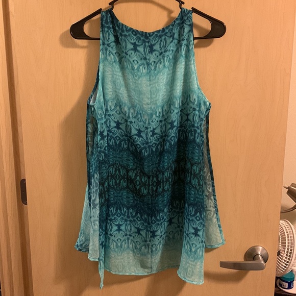 Zac & Rachel teal flowing tank top blouse - Picture 2 of 2